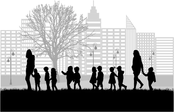 Gruppo di bambini in passeggiata . — Vettoriale Stock