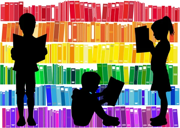 Children reading the book. — Stock Vector