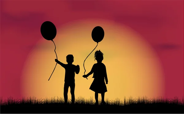 Children silhouettes .Conceptual illustration. — Stock Vector