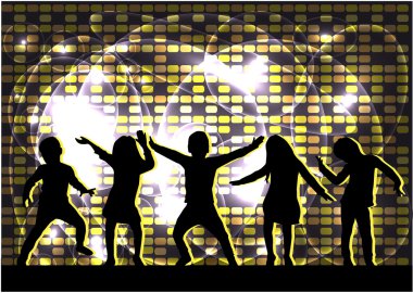 Çocuk dans siluetleri. 