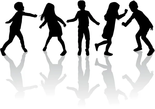 Tanzende Silhouetten von Kindern. — Stockvektor