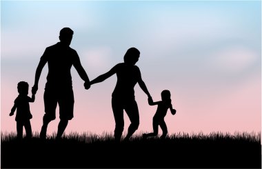 Family silhouettes in nature. clipart