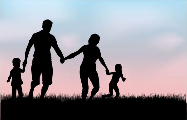 Silhouettes familiales dans la nature . — Image vectorielle