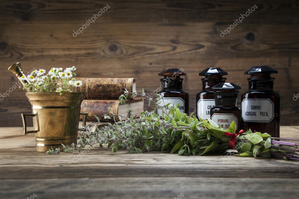 The ancient natural medicine, herbs and medicines Stock Photo by