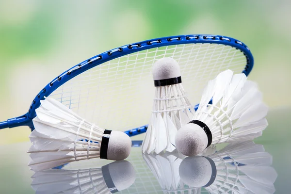 Een set van badminton. Paddle en de shuttle. — Stockfoto