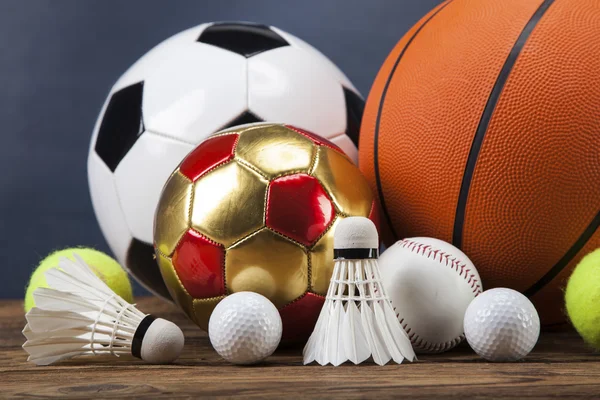 Sports accessories. paddles, sticks, balls and more — Stock Photo, Image