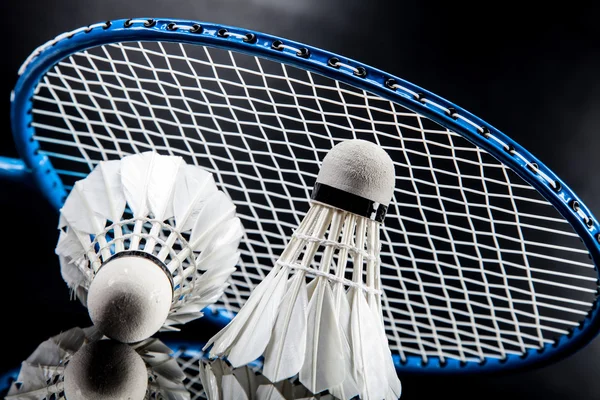 Een set van badminton. Paddle en de shuttle. — Stockfoto