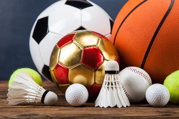 Sports accessories. paddles, sticks, balls and more — Stock Photo, Image