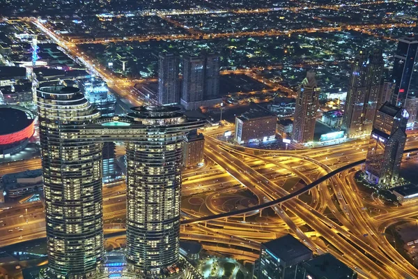 Vista Aérea Dubai Por Noche — Foto de Stock