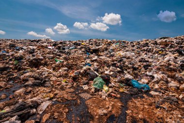 Büyük plastik atık yığınları, plastik atık dağları ve kentsel ve endüstriyel bölgelerden gelen biyolojik olarak çözülemeyen kumaş artıkları..