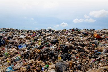 Büyük plastik atık yığınları, plastik atık dağları ve kentsel ve endüstriyel bölgelerden gelen biyolojik olarak çözülemeyen kumaş artıkları..