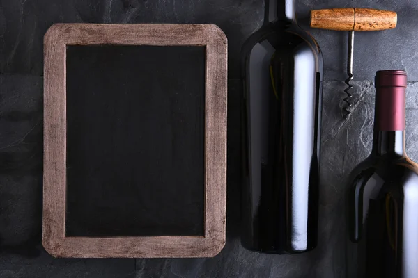Chalk Board and Wine Bottles — Stock Photo, Image