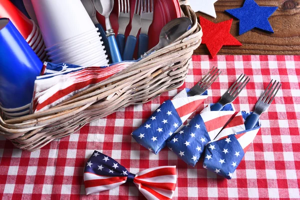 Tavolo da picnic patriottico Natura morta — Foto Stock