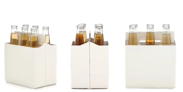 Six Pack of Clear Beer Bottles — Stock Photo, Image