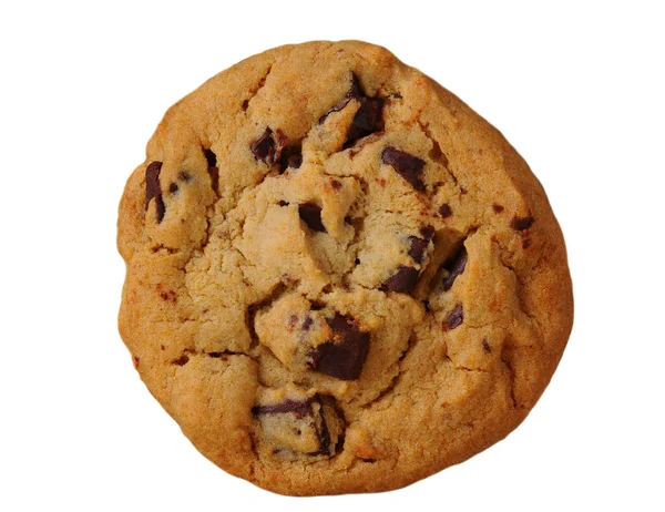 Closeup Chocolate Chip Cookie Isolated White — Stock Photo, Image