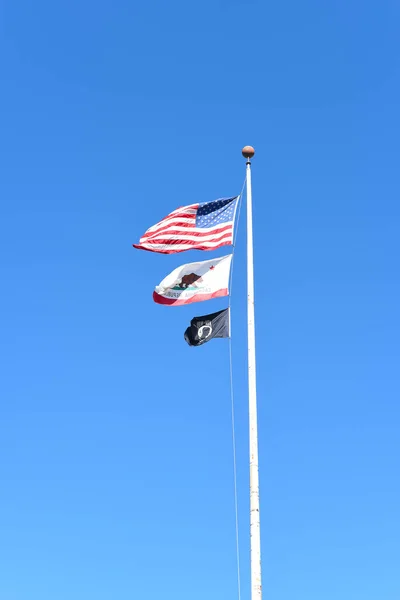 City Commerce California Feb 2020 Flag Pole Pow Mia Banner — Stock Fotó