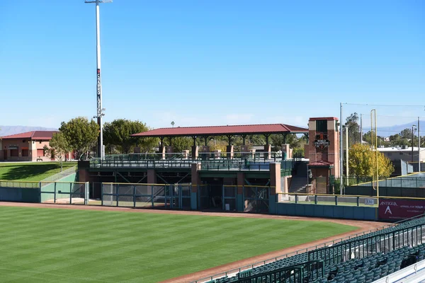 Scottsdale Arizona アリゾナ州スコッツデール 2016年12月9日 スコッツデール スタジアムがブルペンを目指している スタジアムはMlbのサンフランシスコジャイアンツの春のトレーニングホームです — ストック写真