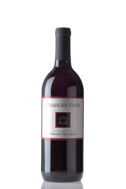 IRVINE, CALIFORNIA - 2 JUN 2021: A bottle of Charles Shaw Cabernet Sauvigon, Trader Joes private label bargain wine. clipart