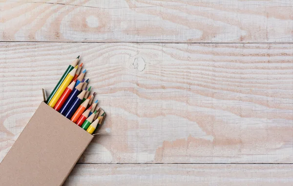 Colored Pencils on White Table — Stock Photo, Image