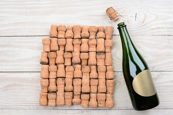 Champagne Blank Label and Corks — Stock Photo, Image