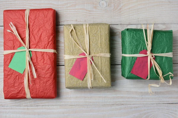 Three Tissue Wrapped Presents — Stock Photo, Image