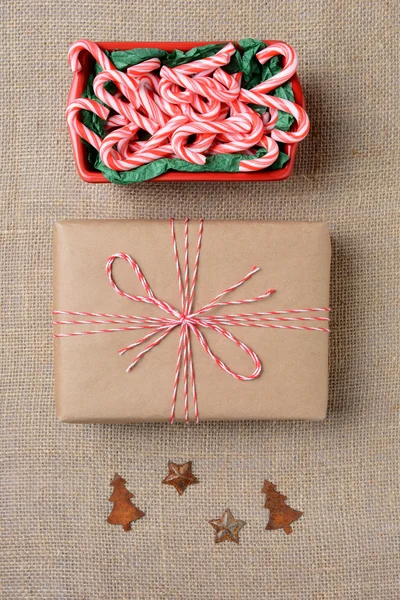 Candy Cane Bowl Gift Ornaments — Stock Photo, Image