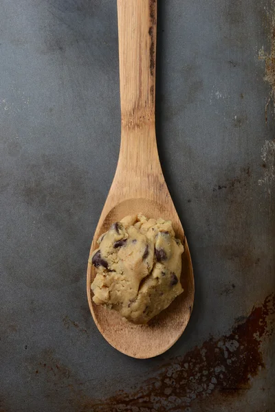 Cookie Dough on Wooden Spoon — Stock Photo, Image