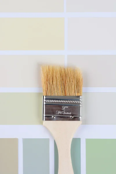 Brosse de peinture sur les échantillons de couleur — Photo