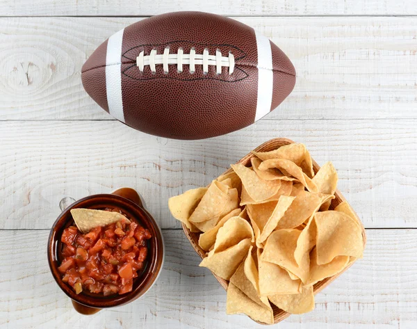 Chips, Salsa és a labdarúgás — Stock Fotó