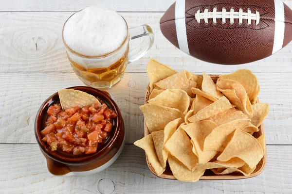 Beer, Chips and Salsa — Stock Photo, Image