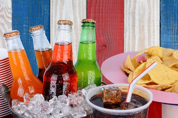 Sodas on Red White Blue Background — Stock Photo, Image