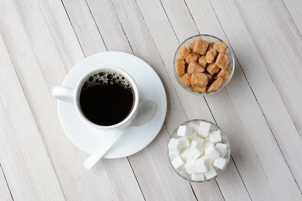 Taças de café e açúcar — Fotografia de Stock