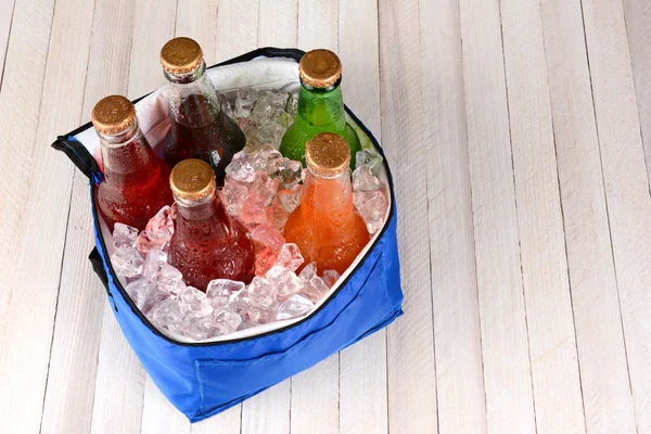 Chladič s ledem a Soda láhve — Stock fotografie