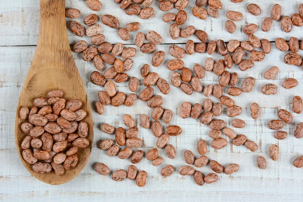 Pinto Beans on Wood Spoon — Stock Photo, Image