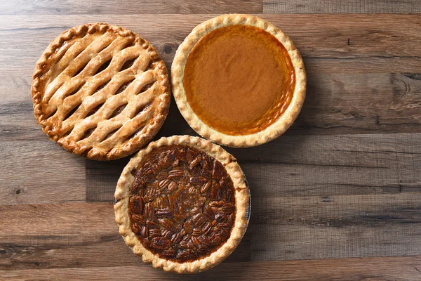 Three Thanksgiving Pies — Stock Photo, Image