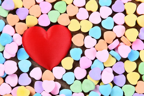 Red Heart and Candy Hearts — Stock Photo, Image