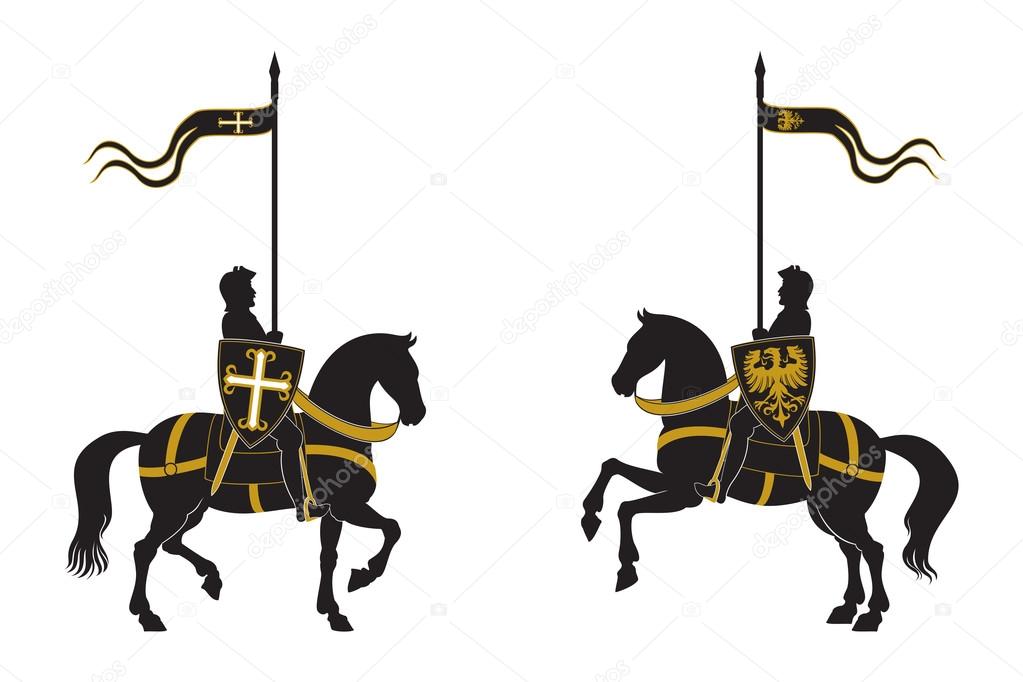 Silhouettes of two knights