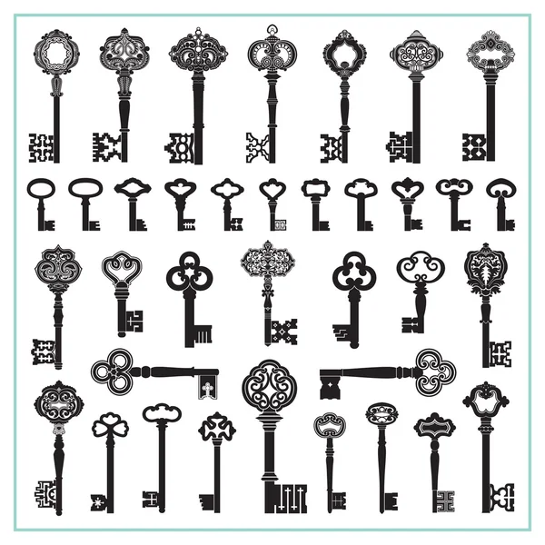 Antique Keys Silhouettes — Stock Vector