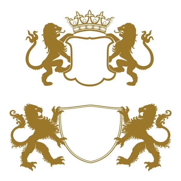 Heraldic Crests Silhouettes — Stock Vector