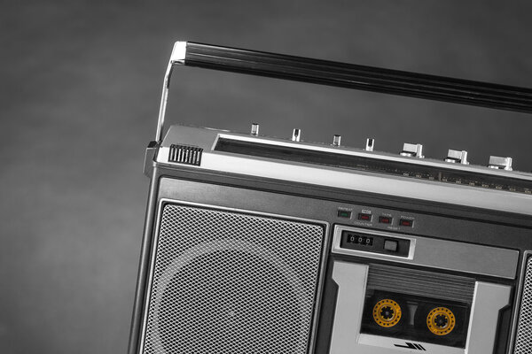 Vintage 1980s Silver radio boom box
