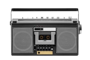 Retro ghetto blaster isolated with clipping path clipart