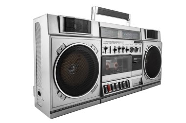 Retro getto blaster izole kırpma yolu ile beyaz üzerinde