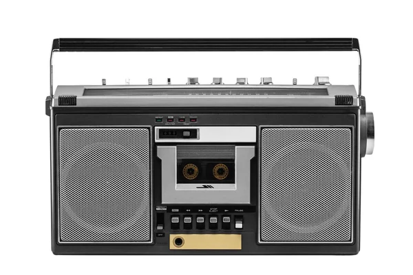 Retro ghetto blaster na białym tle ze ścieżką przycinającą — Zdjęcie stockowe