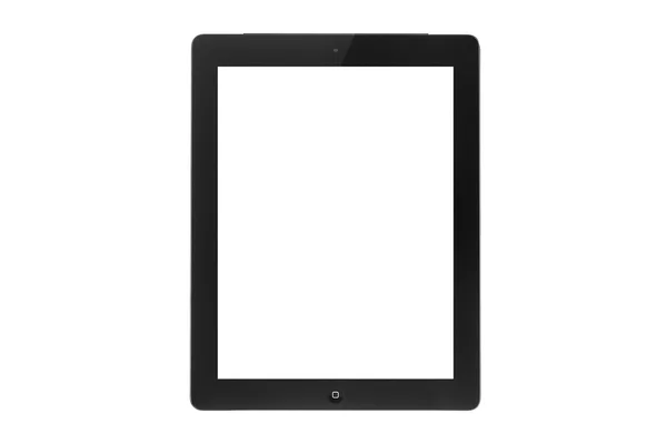 Tablet de tela de toque preto no estilo iPad com área de tela em branco f — Fotografia de Stock