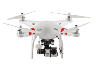 Varna, Bulgaristan - 23 Nisan 2016: Görüntü quadcopter ile DJI indeks işlem Phanton