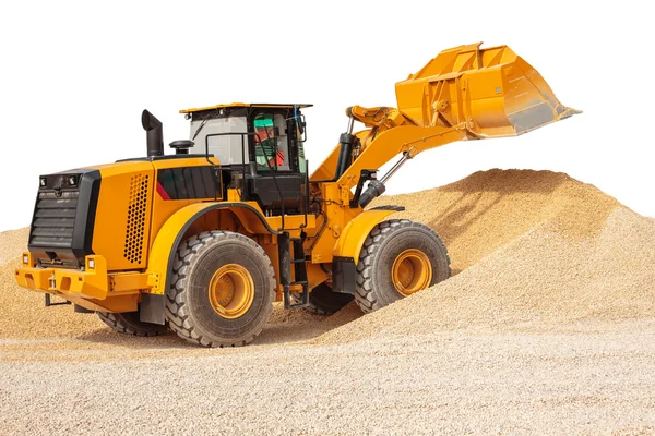 Lastmaskin eller bulldozer - grävmaskin med clipping path isola — Stockfoto