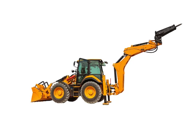 Backhoe loader or bulldozer - excavator with clipping path isola — Stock Photo, Image