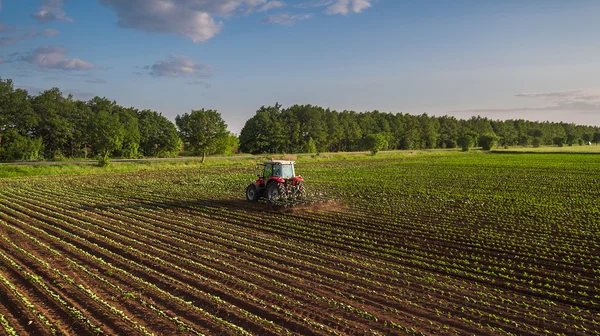 Campo de cultivo del tractor en primavera —  Fotos de Stock