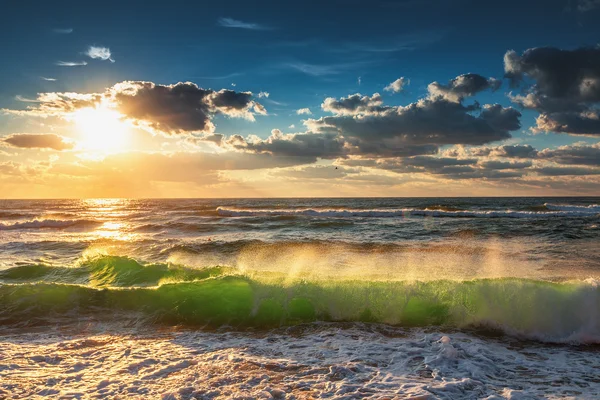 Beautiful green sunrise wave