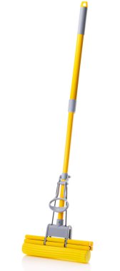 Ev temizleme bezi, temizleyici beyaz arka planda izole edilmiş.